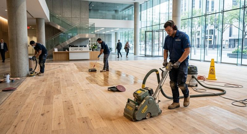 Our team working on Wood Floor Service projects in Charlotte, NC